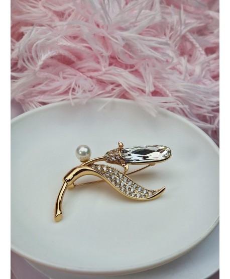 Broszka z motywem florystycznym ze stali chirurgicznej