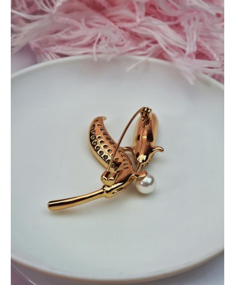 Broszka z motywem florystycznym ze stali chirurgicznej