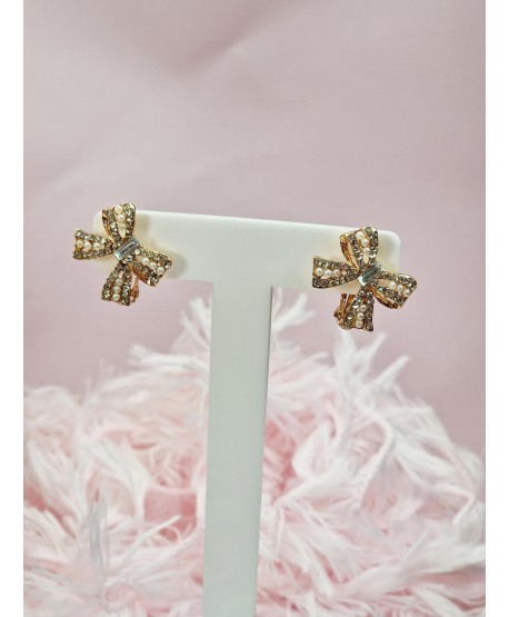 Klipsy złote w kształcie kokardki