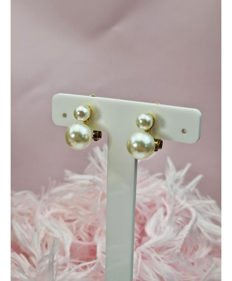 Klipsy złote z dwoma perełkami