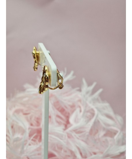 Klipsy złote- liść monstery