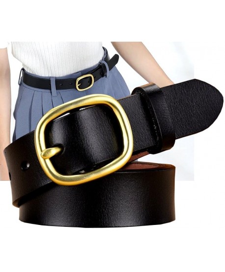 Czarny pasek ze złotą matową klamrą