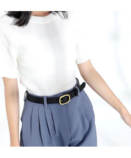 Czarny pasek ze złotą matową klamrą