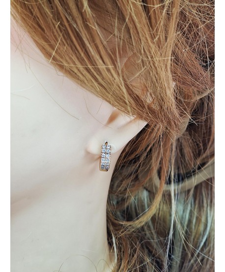 Kolczyki stal złote kółeczka wysadzane dżetami