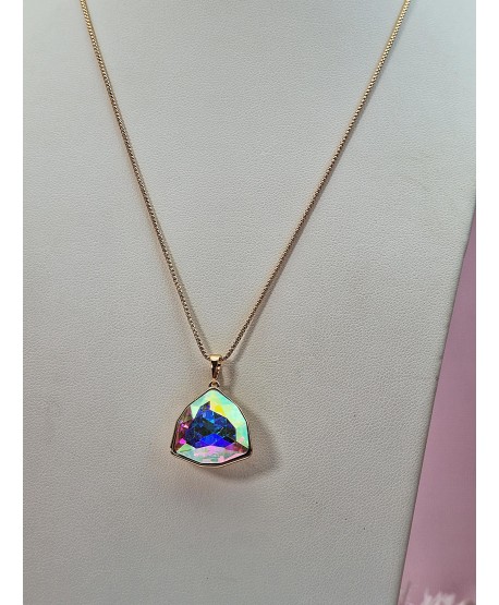 Naszyjnik stal z dużą błyszcząca cyrkonia - dwa kolory