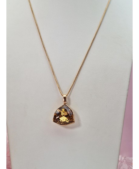 Naszyjnik stal z dużą błyszcząca cyrkonia - dwa kolory