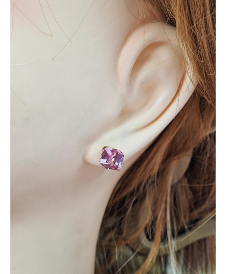 Kolczyki stal kolorowe kosteczki na sztyfcie