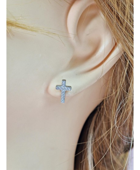 Kolczyki stal srebrne krzyżyki na sztyfcie