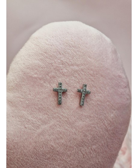 Kolczyki stal srebrne krzyżyki na sztyfcie