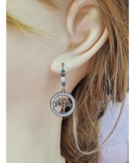 Kolczyki stal drzewka szczęścia na kółeczku