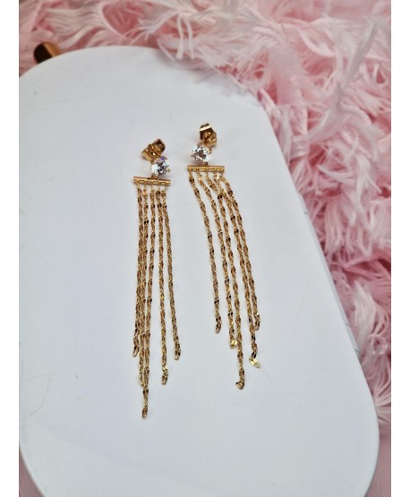 Kolczyki stal łańcuszki z cyrkonią