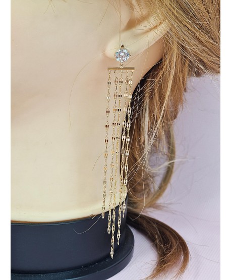 Kolczyki stal łańcuszki z cyrkonią