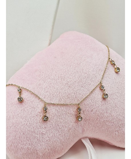 Bransoletka na kostkę stal z delikatnymi cyrkoniami