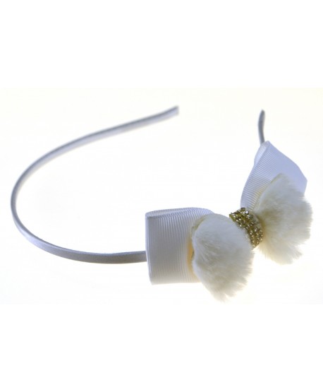 Opaska do  włosów z białą kokardą