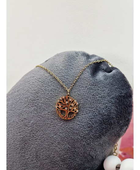 Bransoletka na kostkę stal z zawieszką z drzewkiem szczęścia