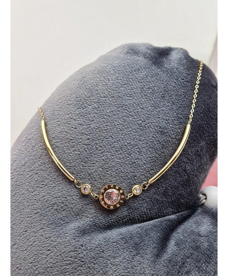 Bransoletka na kostkę stal z dużą błyszczącą cyrkonią