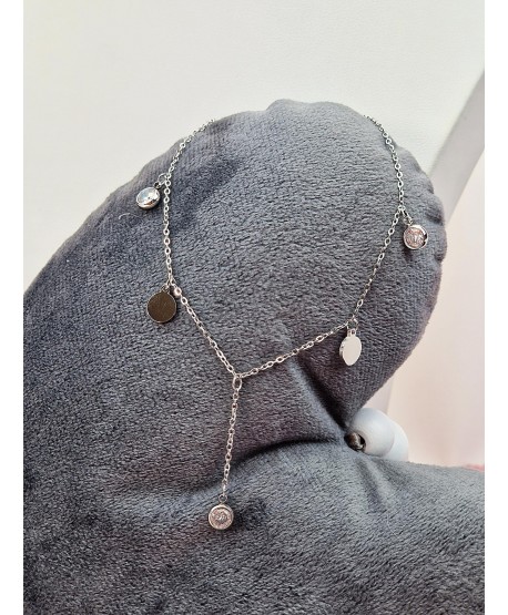 Bransoletka na kostkę stal z wiszącymi zawieszkami