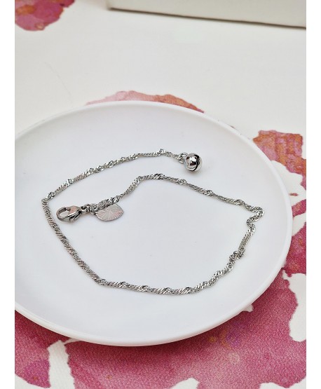 Bransoletka na kostkę stal - splot Singapur