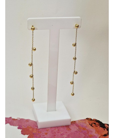 Kolczyki stal delikatne łańcuszki z kuleczkami