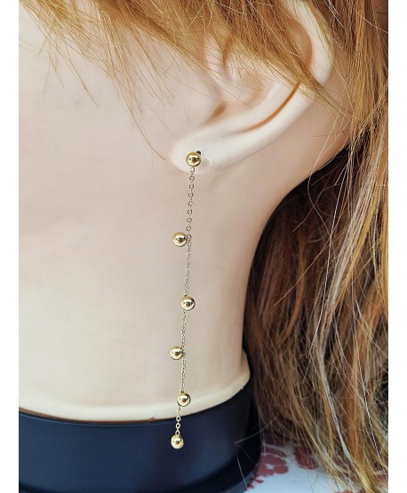 Kolczyki stal delikatne łańcuszki z kuleczkami