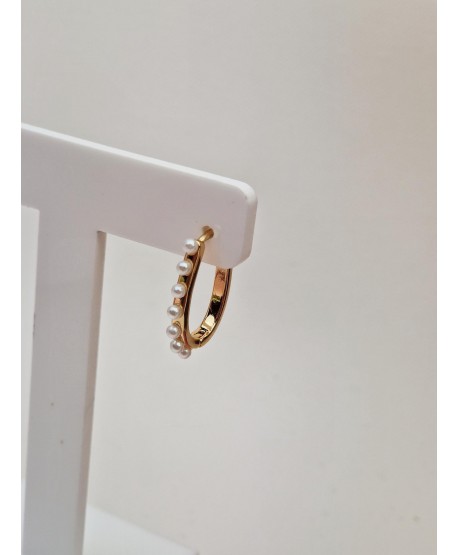 Kolczyki stal złote z drobnymi perełkami