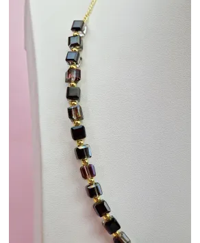 Naszyjnik stal choker z czarnymi kryształkami