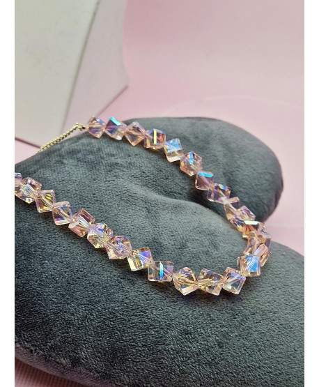 Naszyjnik stal choker z kryształkami- kolory