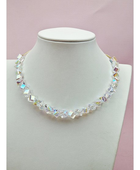 Naszyjnik stal choker z kryształkami- kolory