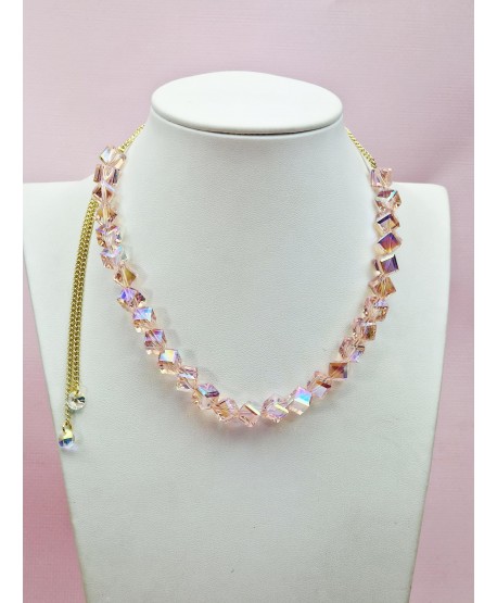 Naszyjnik stal choker z kryształkami- kolory