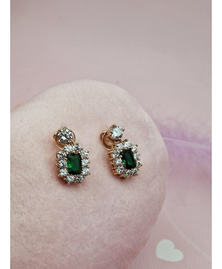 Klipsy z kolorową cyrkonią lekko wiszące