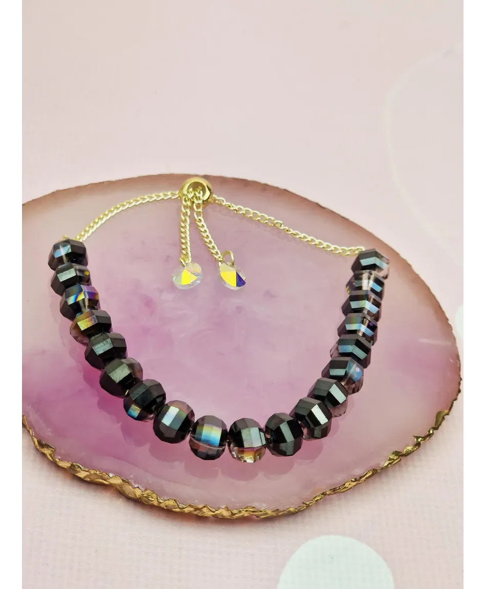 Bransoletka stal ściągana z kryształkami- kolory