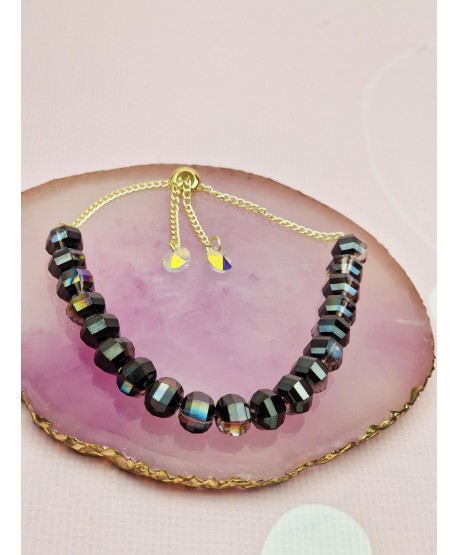 Bransoletka stal ściągana z kryształkami- kolory