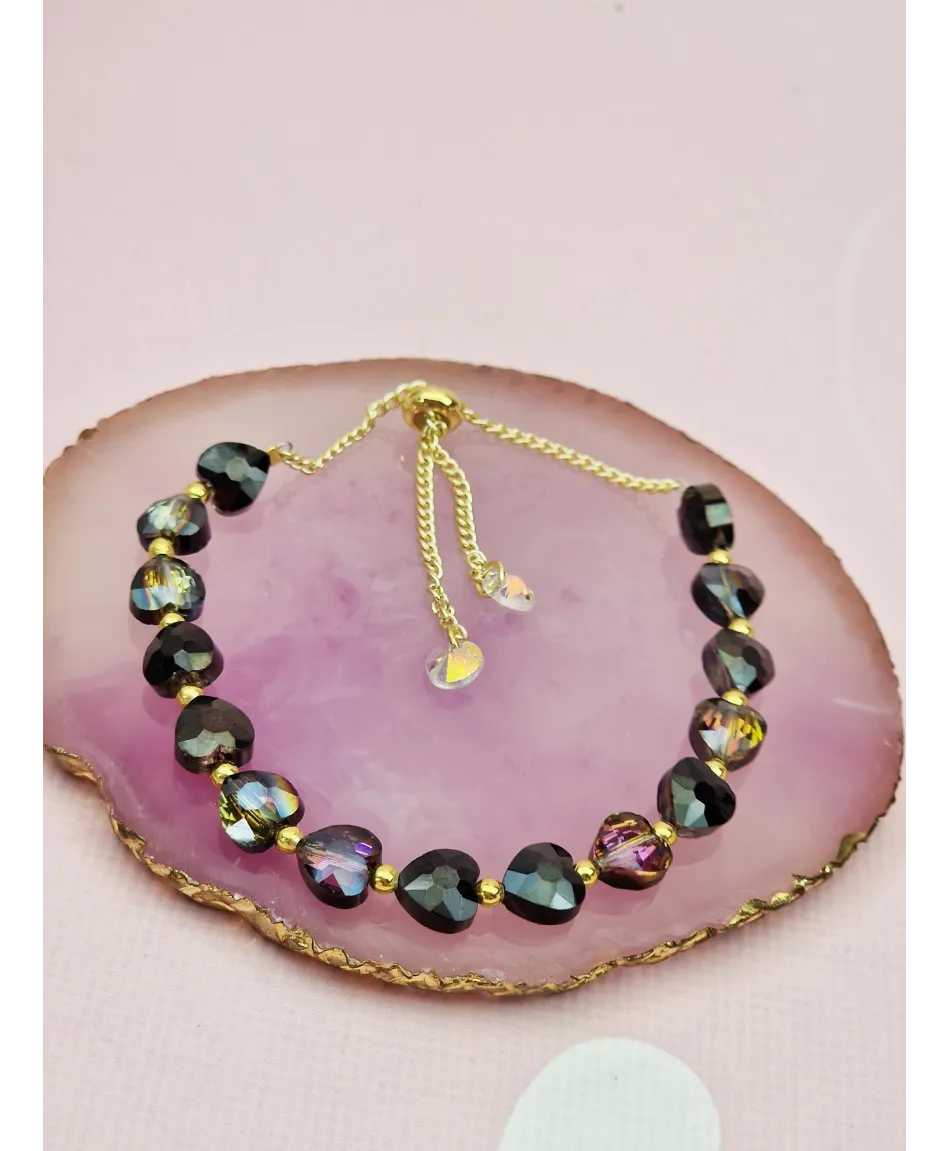 Bransoletka stal ściągana z kryształkami- kolory