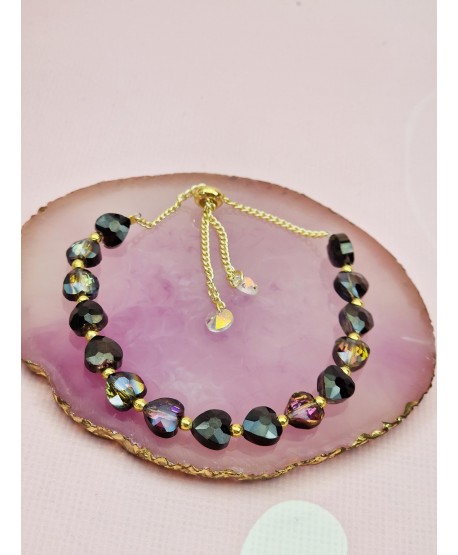 Bransoletka stal ściągana z kryształkami- kolory