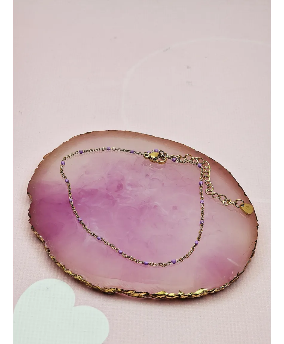 Bransoletka na kostkę stal z kolorowymi kuleczkami