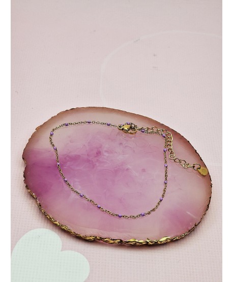 Bransoletka na kostkę stal z kolorowymi kuleczkami