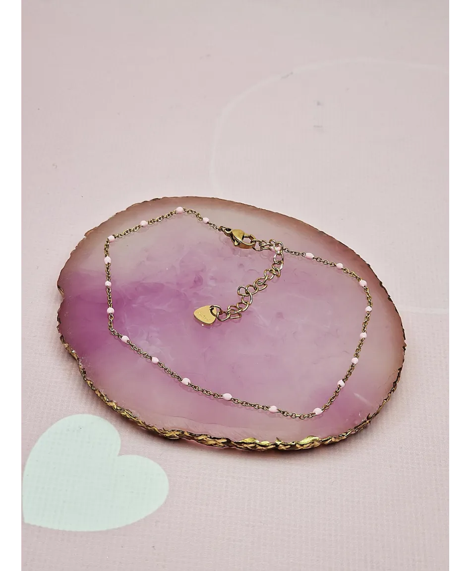 Bransoletka na kostkę stal z kolorowymi kuleczkami