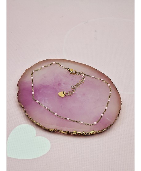 Bransoletka na kostkę stal z kolorowymi kuleczkami