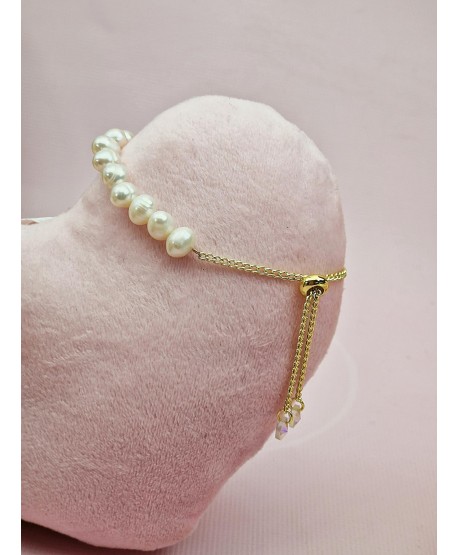 Bransoletka stal ściągana z perełkami