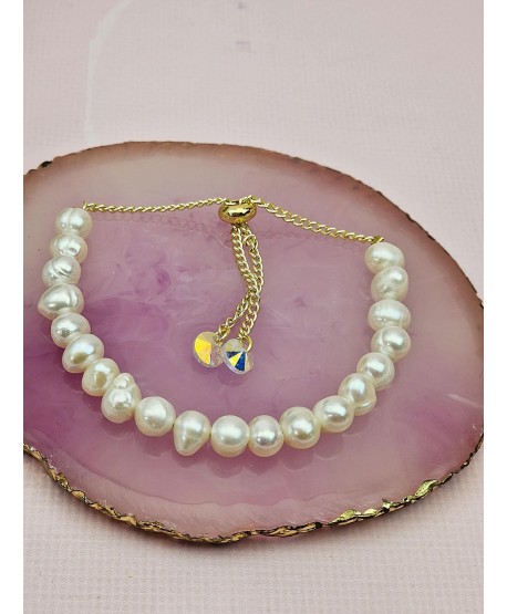 Bransoletka stal ściągana z perełkami