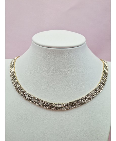 Komplet subtelnej biżuterii złotej naszyjnik z kolczykami