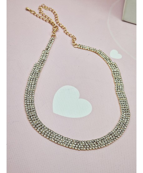 Komplet subtelnej biżuterii złotej naszyjnik z kolczykami