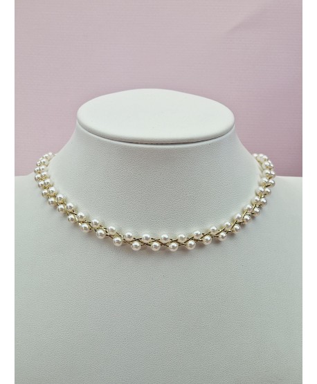 Naszyjnik stal choker z perełkami