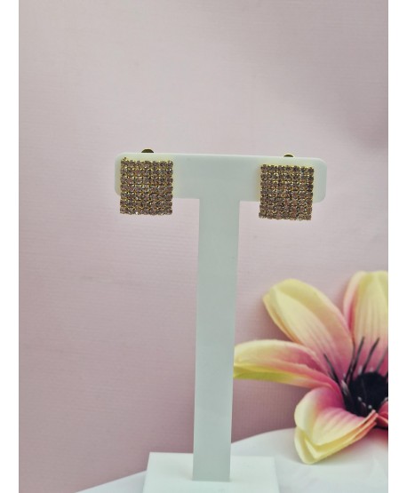 Klipsy złote błyszczące kwadraty