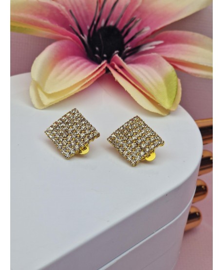 Klipsy złote błyszczące kwadraty