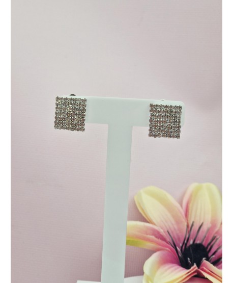 Klipsy srebrne błyszczące kwadraty