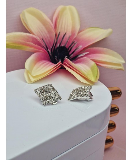 Klipsy srebrne błyszczące kwadraty