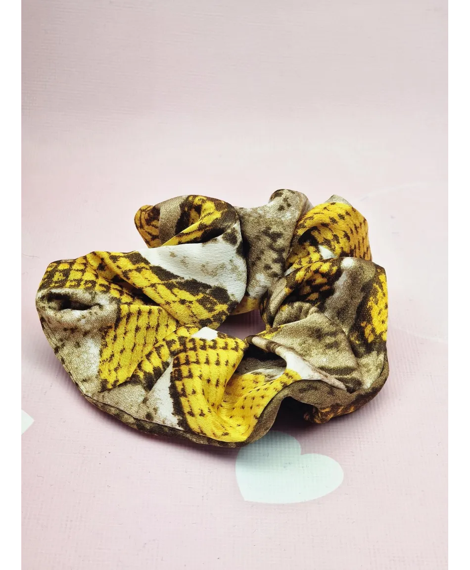 Gumki materiałowe scrunchies z wężowym wzorem- kolory