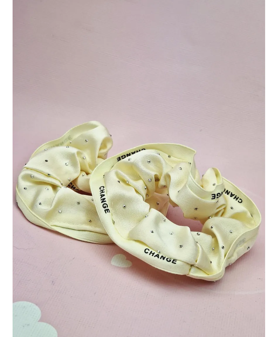 Gumki satynowe scrunchies z cyrkoniami- kolory