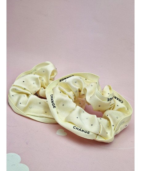 Gumki satynowe scrunchies z cyrkoniami- kolory